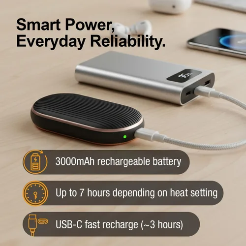Miniatura 4 de Calentador de Manos Handy Heater Ultra - Recargable y Sin Cables con 3 Ajustes de Calor - Portátil, Alimentado por Batería, Ligero - Hasta 7 Horas