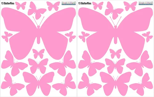 Miniatura 3 de Calcomanías de pared de mariposa (26) calcomanías de decoración de pared de mariposa, calcomanías de pared para niñas (rosa)