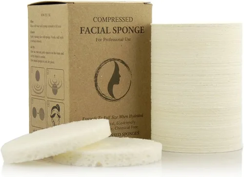 Appearus Esponjas faciales de celulosa natural, paquete de 100 (comprimidas), almohadillas profesionales de esponja facial de spa para limpieza,