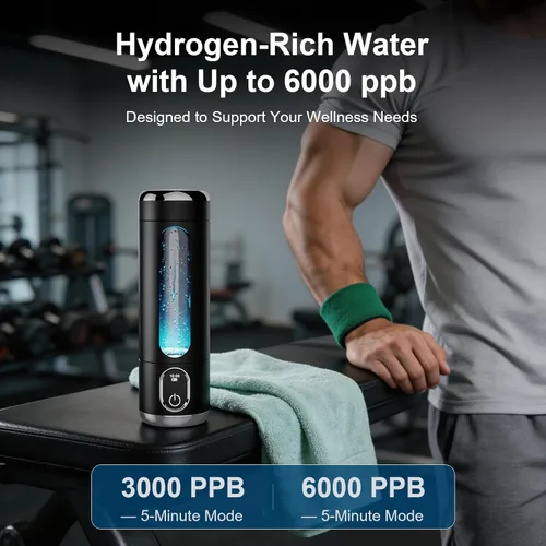 Miniatura 2 de Generador portátil de botellas de agua de hidrógeno, hasta 6000 PPB H2, infusión de hidrógeno molecular, tecnología SPE/PEM, máquina de agua