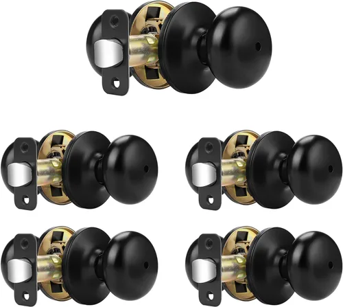 Miniatura 28 de Probrico - Perillas de privacidad para puerta de baño/dormitorio, perilla interior de bronce aceitado sin llave, perilla de puerta con bloqueo sin