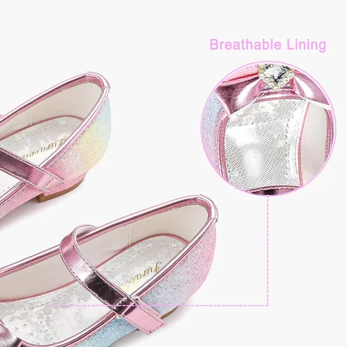 Miniatura 7 de Furdeour - Zapatos de vestir para niñas estilo Mary Jane ideal para damitas de honor, zapatos con brillantina de princesa para niñas pequeñas