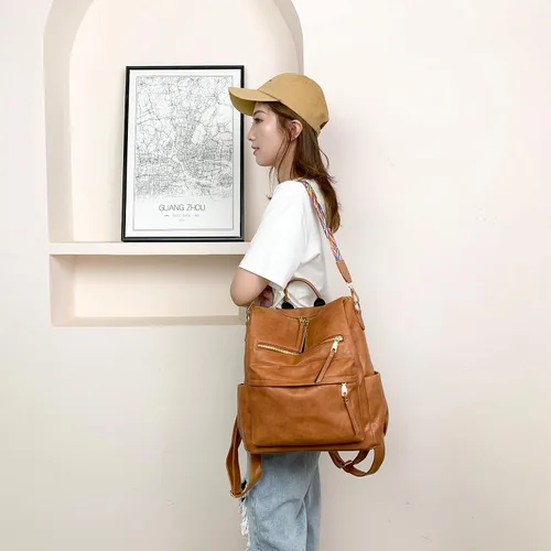 Miniatura 4 de Mochila de moda para mujer Bolsas de diseño multiusos Bolsa de hombro de cuero sintético Bolsa de viaje