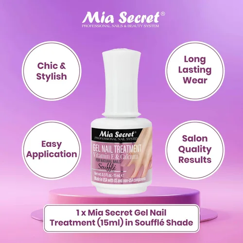 Miniatura 2 de Mia Secret Tratamiento de uñas en gel con vitamina E y calcio, 0.5 fl oz, esmalte de uñas con vitamina E y calcio, gel de reparación y Souffé