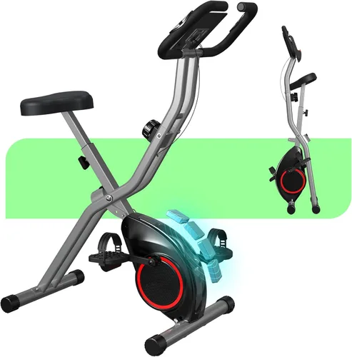 Bicicleta estática plegable ligera de 33 libras para apartamentos pequeños, bicicletas estacionarias para entrenamiento en casa, bicicleta de