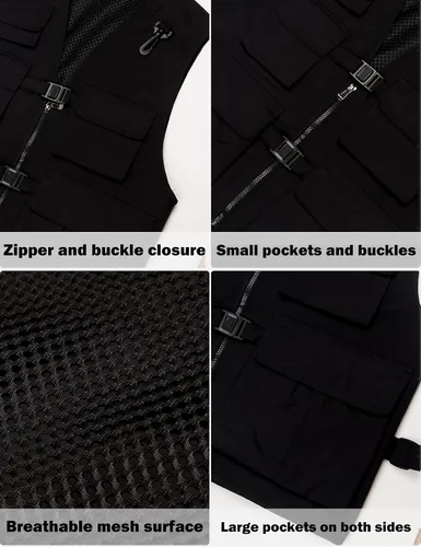 Miniatura 6 de Chaleco de pesca para mujer, chaleco de viaje para trabajo al aire libre con múltiples bolsillos