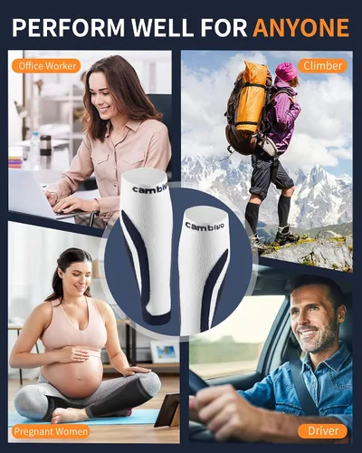 Miniatura 7 de CAMBIVO 3 pares de mangas de compresión de pantorrilla para hombres y mujeres, tratamiento de venas varicosas para aliviar el dolor de piernas