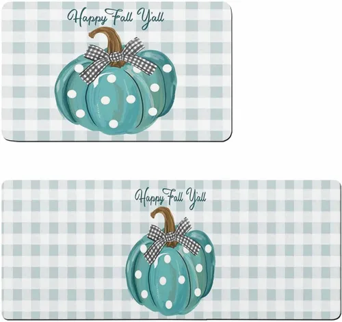 Tapete de baño de calabaza turquesa para bañera, antideslizante, de secado rápido y absorbente, de tierra de diatomeas, tapete lavable de cocina,