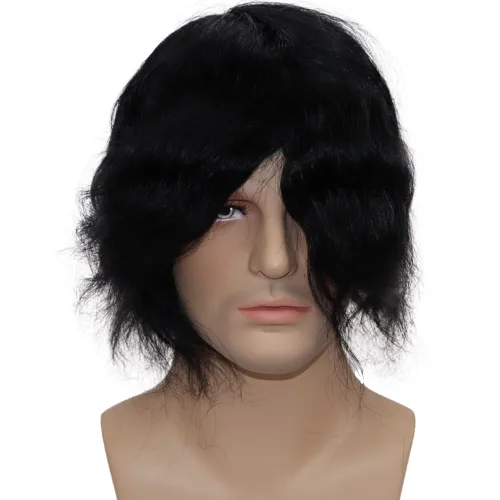 Miniatura 3 de Tupé de cabello humano europeo para hombres, suave, completo, sistema de reemplazo de cabello de encaje suizo, 10 x 8 pulgadas, lacio, #1 color 1B
