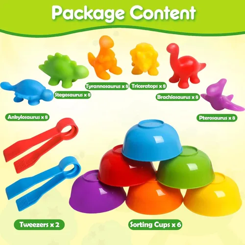 Miniatura 2 de Juguetes de Dinosaurios para Contar Juegos de Correspondencia con Tazones de Clasificación Juguete de Clasificación para Niños Pequeños Actividades