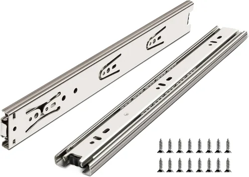 Miniatura 8 de Rieles para cajones de 14 pulgadas, Plusmart rieles deslizantes para cajones con cierre suave, guías con rodamiento de bolas, extensión completa