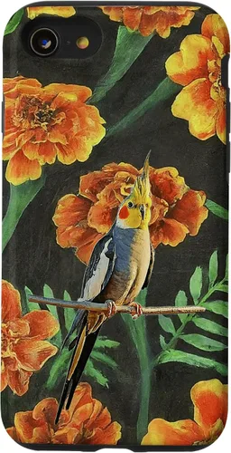 Miniatura 13 de iPhone 14 Pro Cockatiel Orange Yellow Marigolds Vintage Flower Pattern Case