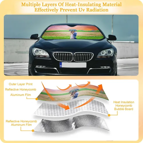 Miniatura 4 de Parasol personalizado para parabrisas de automóvil Visera solar personalizada con 1-4 fotos Añade tu propia foto Logotipo Texto Plegable Reflectante