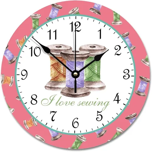 Miniatura 7 de Reloj de pared para tejer uno a la vez, divertido reloj de madera moderno 10 silencioso, sin tictac, de cuarzo, funciona con pilas, para sala