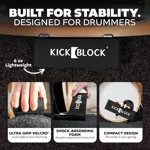 Miniatura 3 de KickBlock Anclaje para Bombo – El Mejor Tope de Batería del Mundo para la Prevención de Movimiento y Deslizamiento – Tecnología Ultra-Grip