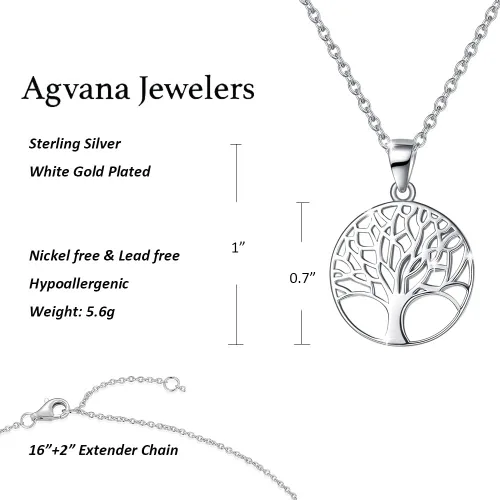 Miniatura 5 de Agvana Collar de plata de ley regalos para el día de San Valentín para su familia árbol de la vida collar con colgante para mujer joyería delicada