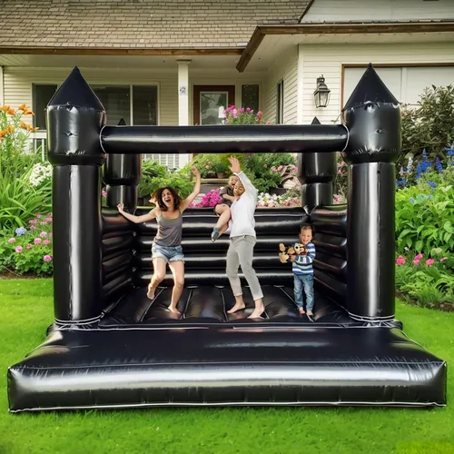 Miniatura 7 de Casa de Rebote Negra para Adultos y Niños, Casa de Rebote de Grado Comercial de PVC de 13.5 pies x 11.5 pies x 10 pies con Soplador Potente de 750W