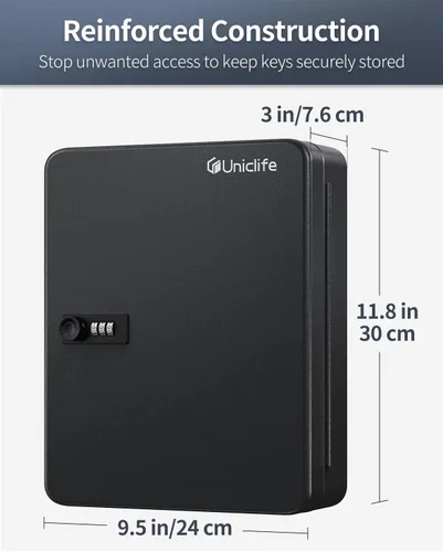 Miniatura 2 de Uniclife Gabinete de llaves de 100 posiciones con cerradura de combinación reiniciable, caja de almacenamiento de seguridad digital negra, Negro