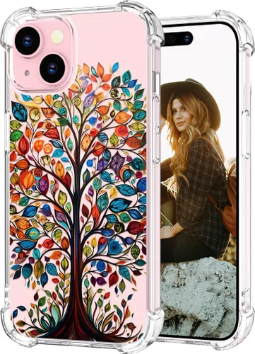 Miniatura 12 de Hungo Funda compatible con iPhone 15 Plus para mujer, diseño floral transparente, lindo, flor azul rosa Rosas Azules