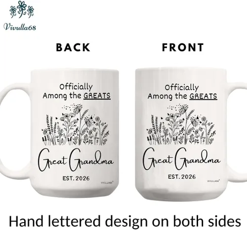 Miniatura 2 de Vivulla68 Taza de café con texto en inglés «Great Grandma – Regalos para la nueva abuela, taza de anuncio de embarazo 2026, «You're Going to Be