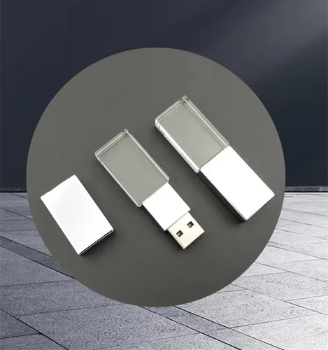Miniatura 7 de Nuevo rectángulo transparente cristalino USB Flash Drive Regalo de boda Pen Drive, plata