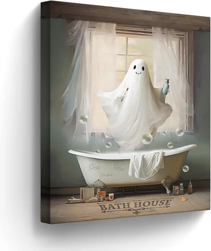 Miniatura 26 de Lienzo decorativo de osos divertidos para pared, cuadros en blanco y negro, decoración de pared de baño, oso sentado en el inodoro, lectura