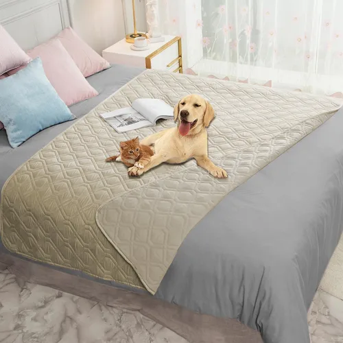 Miniatura 35 de Ameritex Funda Impermeable para Cama de Perro Manta para Mascotas para Muebles Cama Sillón Sofá Reversible Azul marino+azul piedra