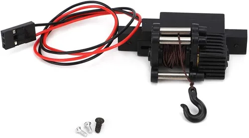 Qiilu Cabrestante Rc Winch 1 16 Negro Plástico Metal Plástico Metal Cabrestante Automático Piezas de actualización Accesorios Ajuste para 1 16 RC