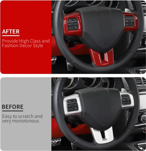 Miniatura 4 de Linskip Moldura para volante compatible con Dodge Challenger/Charger/Durango/Dart 2009-2014 y Journey 2013-2022, funda para volante para accesorios