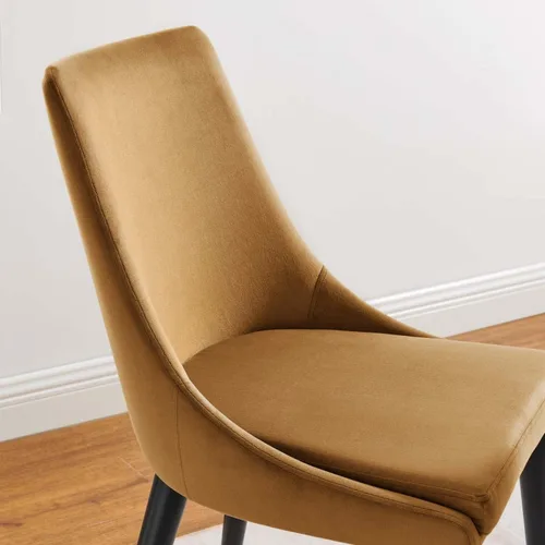 Miniatura 5 de Modway Viscount - Silla de comedor moderna de terciopelo de 19 pulgadas en negro/marrón coñac