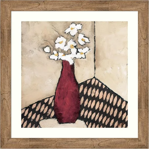 Amanti Art Framed Wall Art Print 28x28 Retro Red Vase by Judi Bagnato, Abstract Wall Art, Modern Contemporary Decor, Medium Poster Painting Artwork