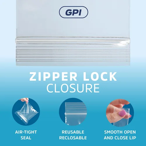 Miniatura 7 de GPI - Caja de 1000 bolsas de plástico transparente con cremallera de 3 x 3 pulgadas - Bolsas de polietileno resistentes a granel de 4 mil de grosor