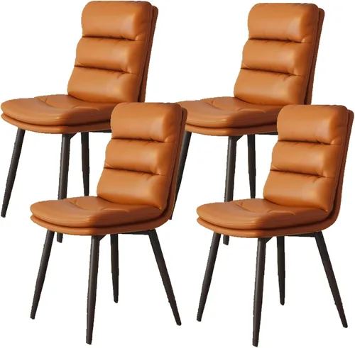 Miniatura 19 de Upholstered Dining Chairs Set of 4, Leather Kitchen Chair with Metal Legs, Dining Room Kitchen Chair with Back for Brown