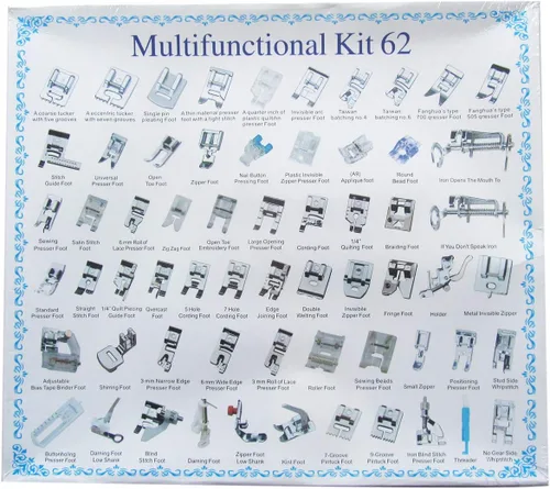 Miniatura 2 de CKPSMS Marca -#KP-19020 - Juego de 62 pies prensatelas para máquina de coser doméstica, compatible con/reemplazo para máquinas de coser de caña baja