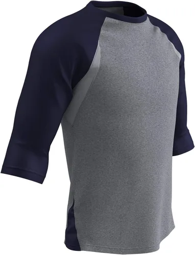 Miniatura 9 de Champro Camiseta de béisbol ligera juvenil con manga raglán de tres cuartos de poliéster con inserciones de malla en los costados
