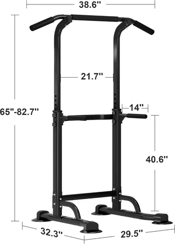 Miniatura 6 de SogesHome Power Tower - Barra de dominadas y estación de inmersión, soporte de inmersión de altura ajustable, multifuncional, entrenamiento de Negro