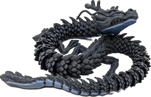 Miniatura 12 de Dragón impreso en 3D – Personalizable, hecho a pedido, juguete articulado del dragón mítico, regalo (M, negro con vientre verde lima)