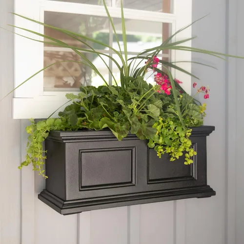Miniatura 9 de Mayne Fairfield - Maceta con ventana de 2 pies, con riego automático, resistente a la intemperie para flores, diseño duradero para uso en Negro
