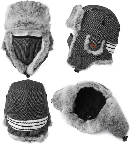 Miniatura 31 de Comhats Gran XL Trapper Trooper Caza Cálido Oído Solapa Rusia Ushanka Invierno Esquí Clima Frío Bombardero Sombreros para Hombres