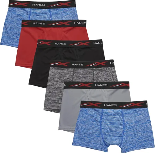Hanes Calzoncillos tipo bóxer transpirables sin etiquetas, paquete de 6