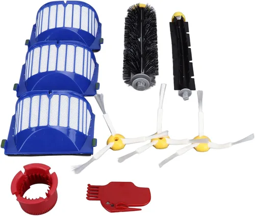 Paquete de 10 accesorios de aspiradora para Roomba 600 675 690 670 671 Kit de piezas de repuesto, filtros de cepillo de rodillo para cepillos