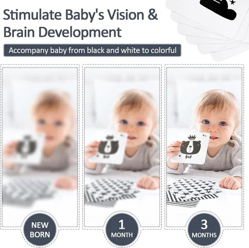 Miniatura 6 de Joyreal Juguetes sensoriales de alto contraste para recién nacidos, juguetes sensoriales para bebés en blanco y negro con juguetes para asiento