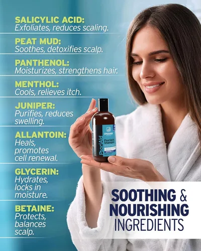 Miniatura 3 de Sphagnum Botanicals Champú de psoriasis con ácido salicílico para mujeres y hombres, alivio natural para cuero cabelludo seco, picazón, escamoso