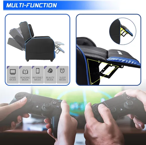 Miniatura 5 de BOSSIN Silla Reclinable Gaming para Adultos 400lbs Estilo Racing Sofá Grande y Alto Asiento Reclinable de Cuero PU, Lounge Ergonómico Moderno Cómodo