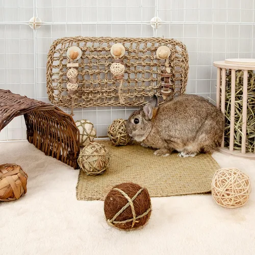 Miniatura 5 de andwe Pelotas de juego para animales pequeños, juguetes para masticar y golosinas para conejos, cobayas, chinchilla, conejito degus, jaula