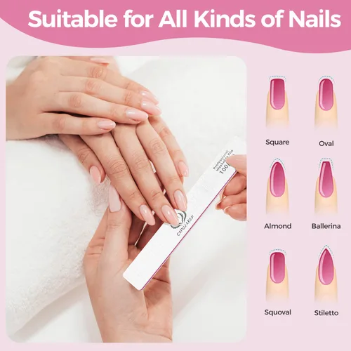 Miniatura 6 de 18 limas de uñas acrílicas – Capularsh 100/180 Grit Professional Double Side Emery Boards, lima de uñas gruesas reutilizables para inmersión de gel