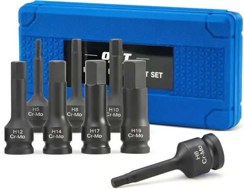 Miniatura 8 de Orion Motor Tech XZN Juego de Llaves de Vaso de Espiga Cuadrada Triple, 8 piezas de 1/2" de Impacto, Juego de Llaves de Vaso de Espiga Cuadrada