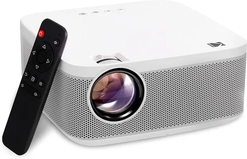 KODAK Mini proyector multimedia Full HD, color blanco, proyector nativo de 1080p para uso en interiores y exteriores, 150 lúmenes ANSI para TV