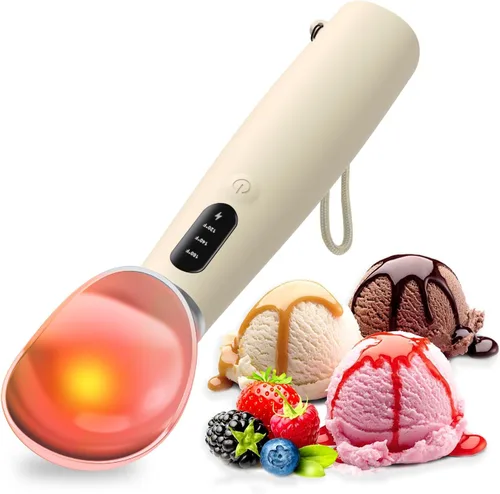 Cuchara de helado con calefacción recargable, resistente al agua IP67, cuchara eléctrica para helado con pantalla LED, se calienta a 158.0 °F para