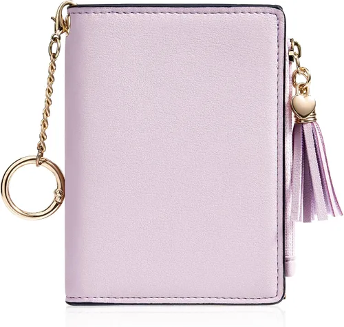 Miniatura 13 de Gostwo Billeteras pequeñas para mujer, elegante cartera para mujer con ventana de identificación, bolsillo con cremallera para monedas y borla.